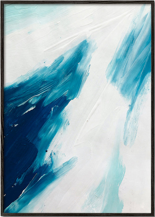 Cuadro abstracto pinceladas azules – Black Frame