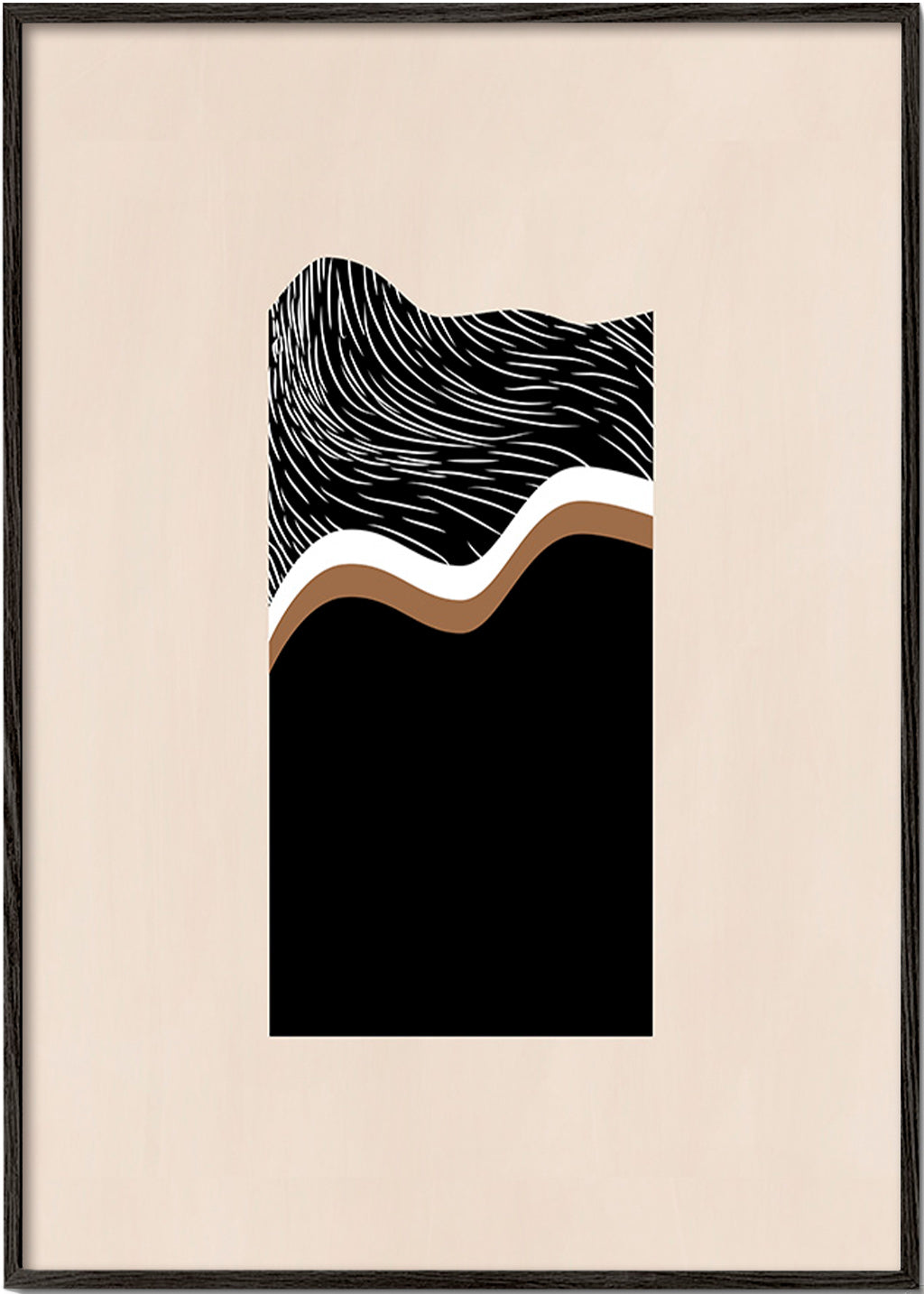Cuadro abstracto con ondas monocromas – Black Frame
