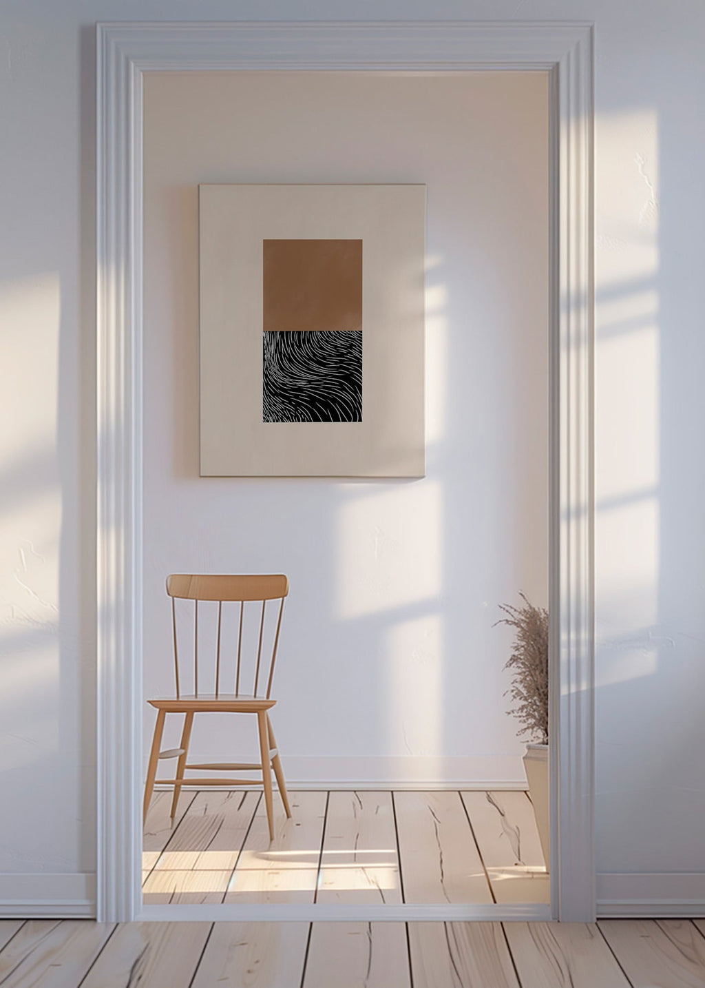 Cuadro geométrico con dos bloques texturizados – Canvas