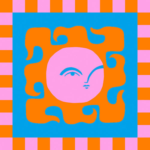Ilustración sol sonriente en tonos pop