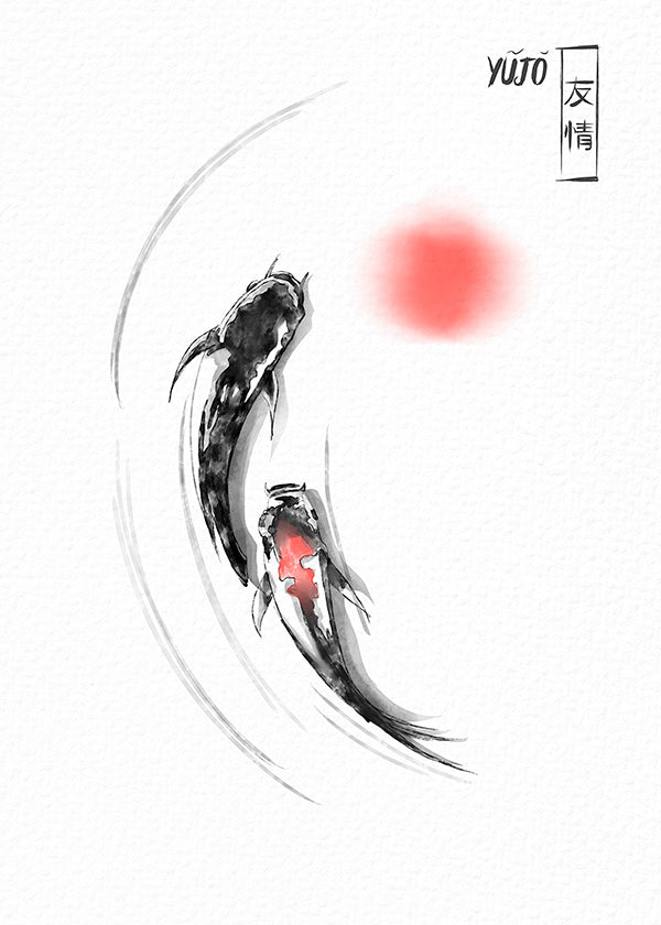 Ilustración koi japonesa minimalista