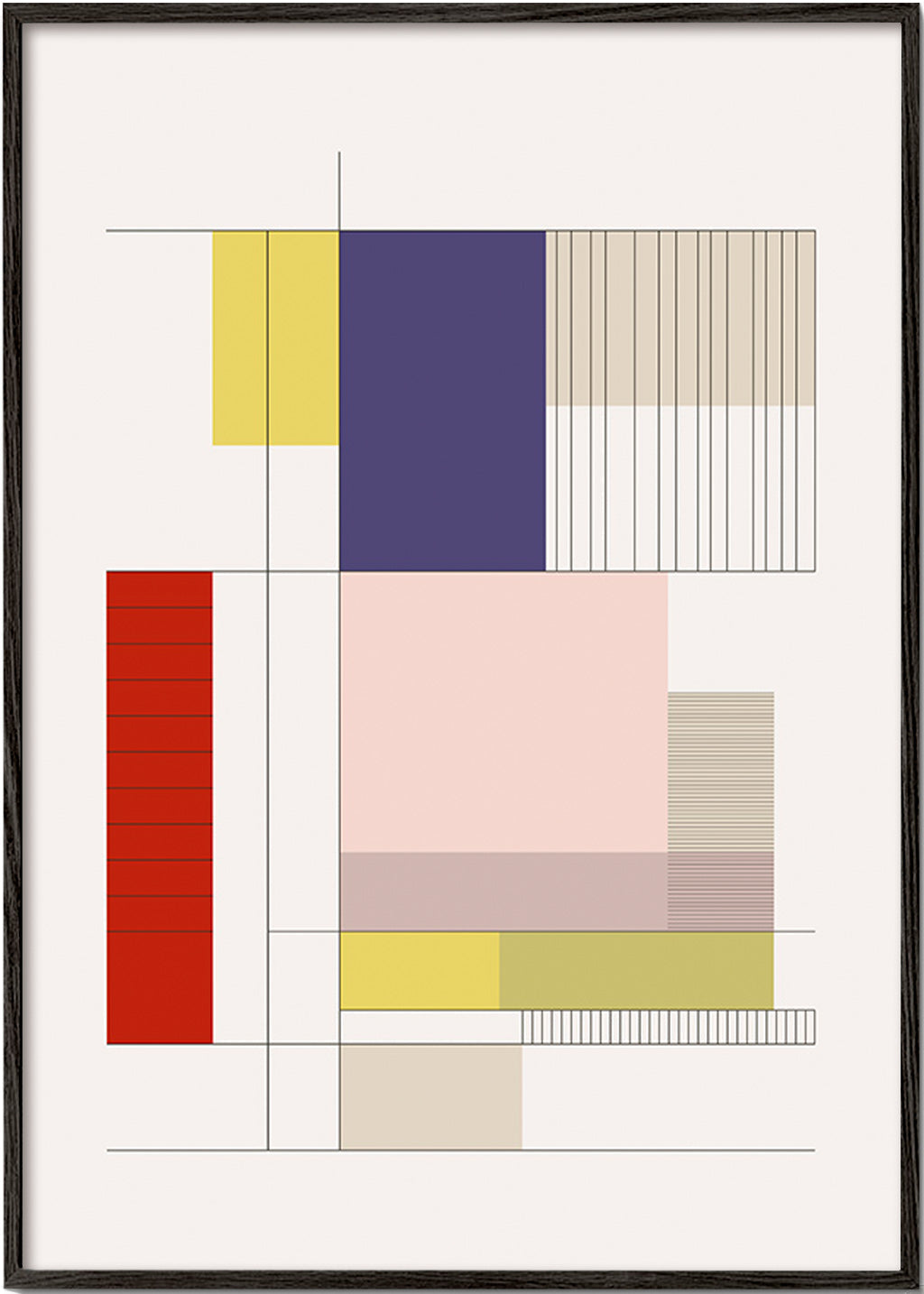 Cuadro geométrico con bloques y líneas – Black Frame