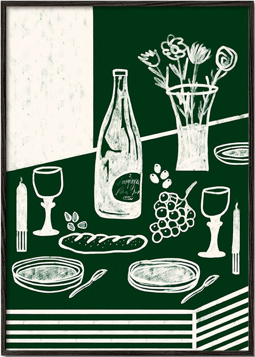 Cuadro de cocina con bodegón lineal – Black Frame