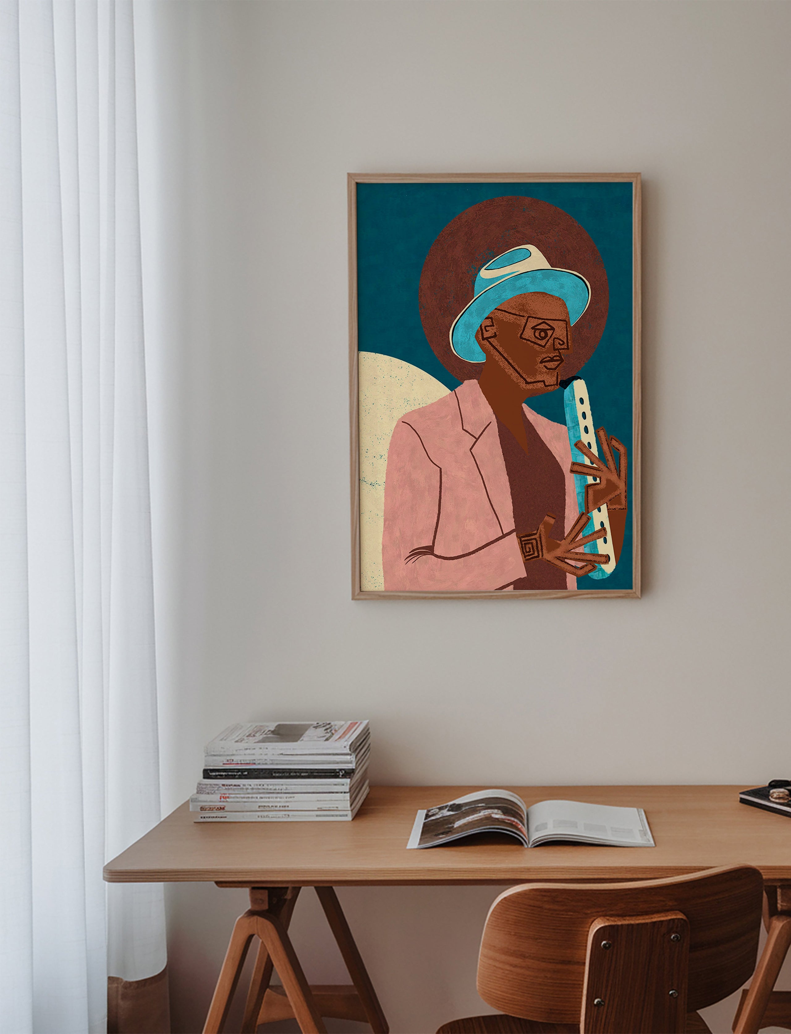 Ilustración de músico con instrumento de viento – Product3