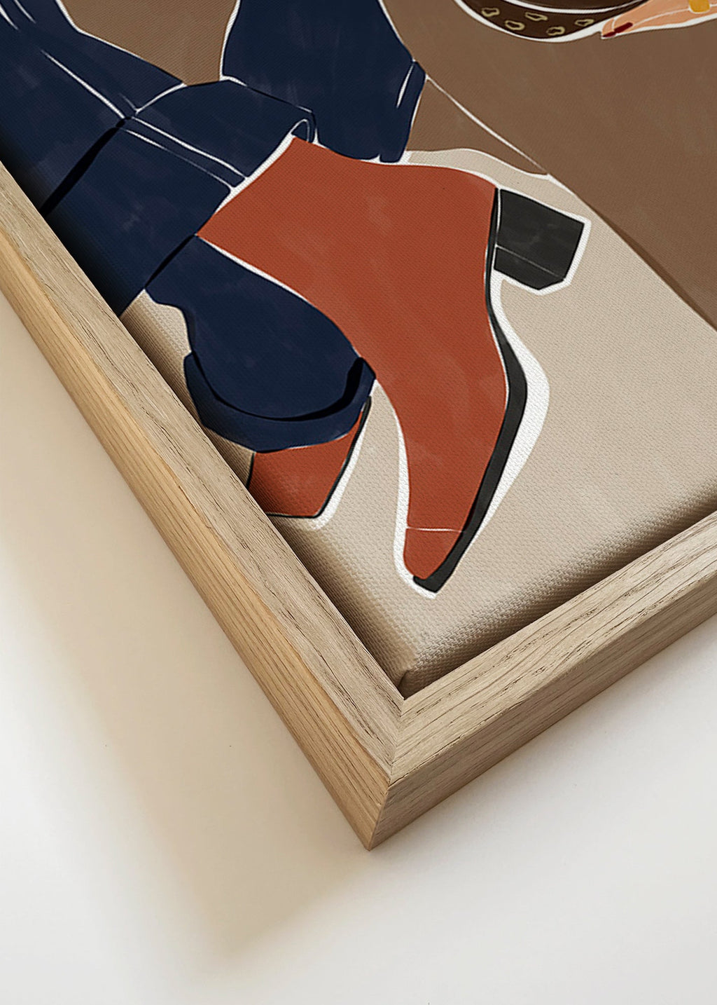 Ilustración de moda con bolso y botas – Canvas detail