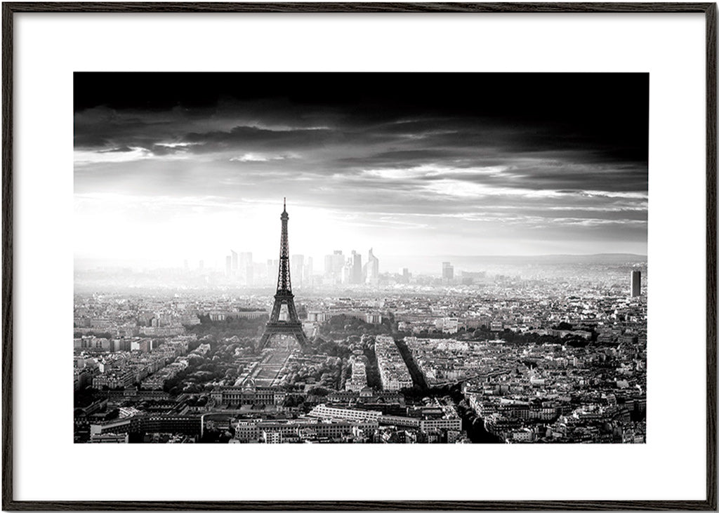 Cuadro de ciudades: París y la Torre Eiffel en blanco y negro – Black Frame