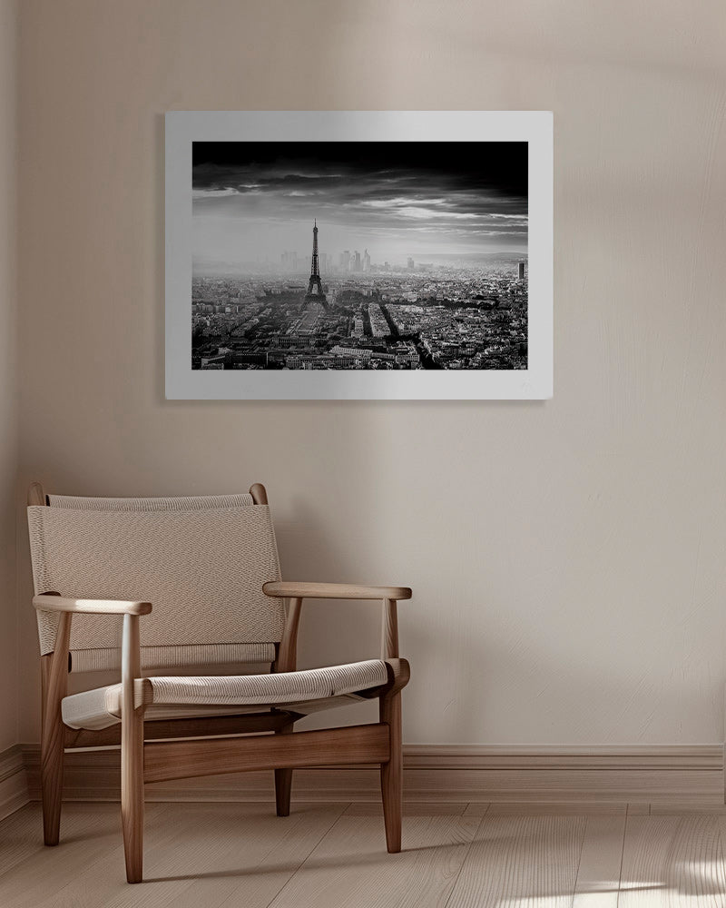 Cuadro de ciudades: París y la Torre Eiffel en blanco y negro – Canvas