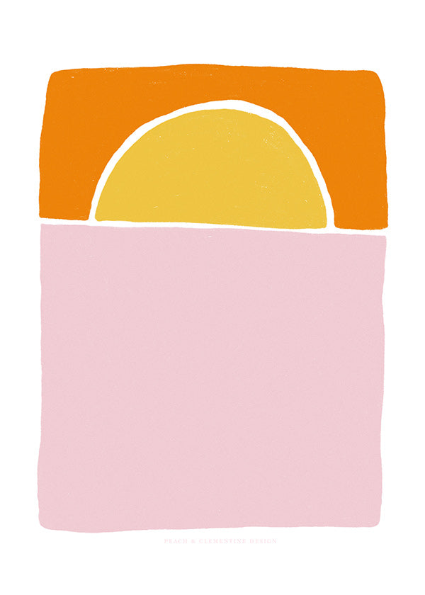 Cuadro abstracto semicírculo rosa y naranja