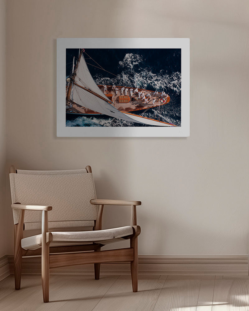 Fotografía aérea de velero en alta mar – Canvas