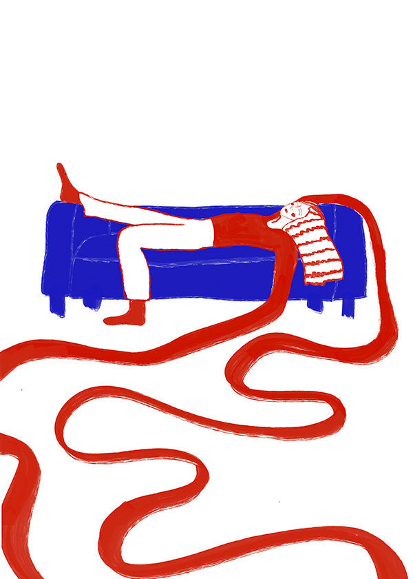 Ilustración de figura recostada en sofá