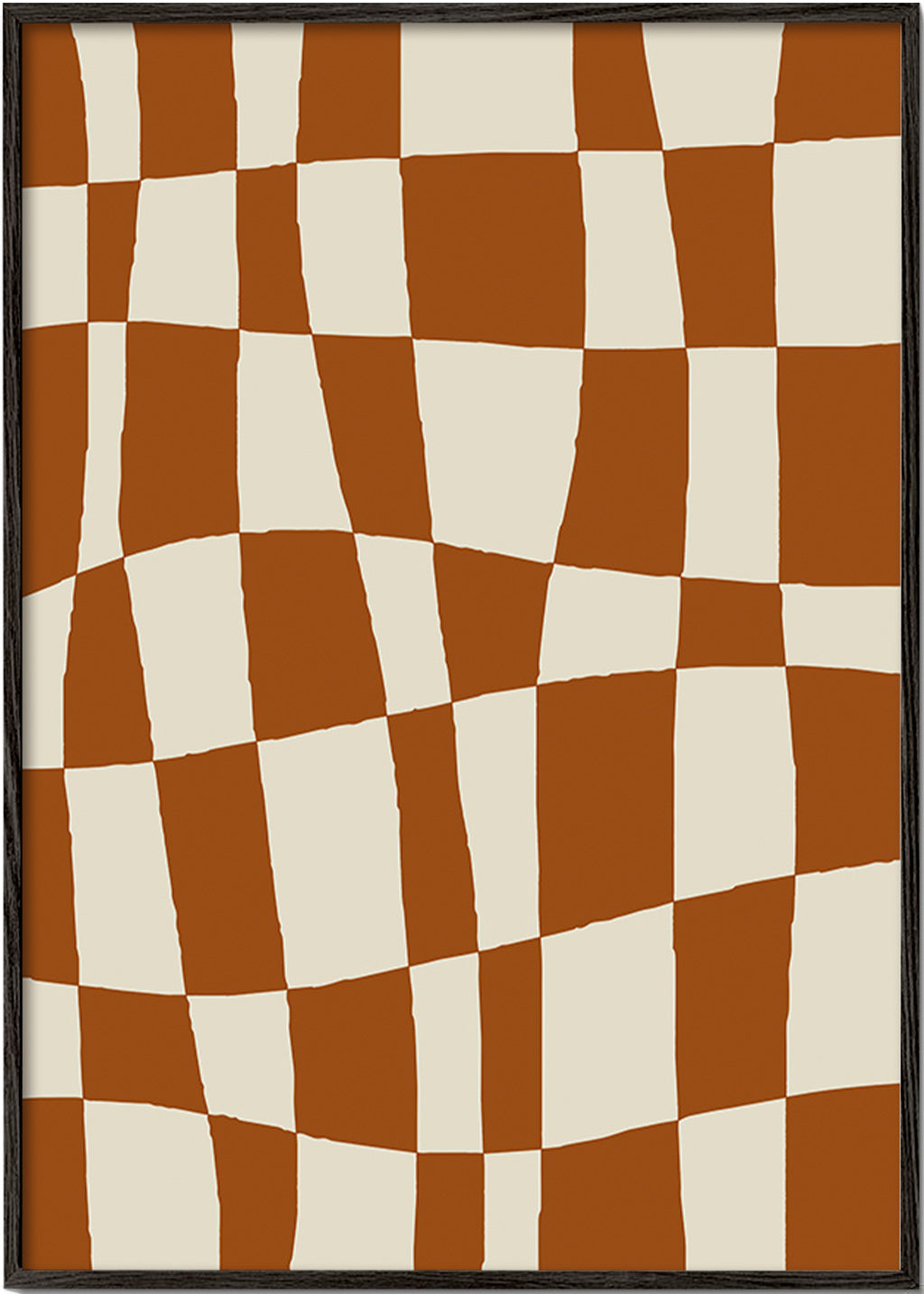Cuadro geométrico con tablero ondulado marrón – Black Frame