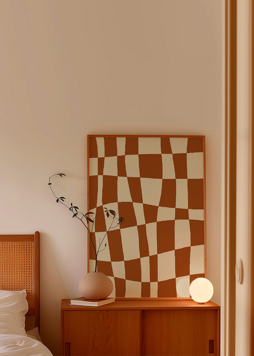 Cuadro geométrico con tablero ondulado marrón – Product1