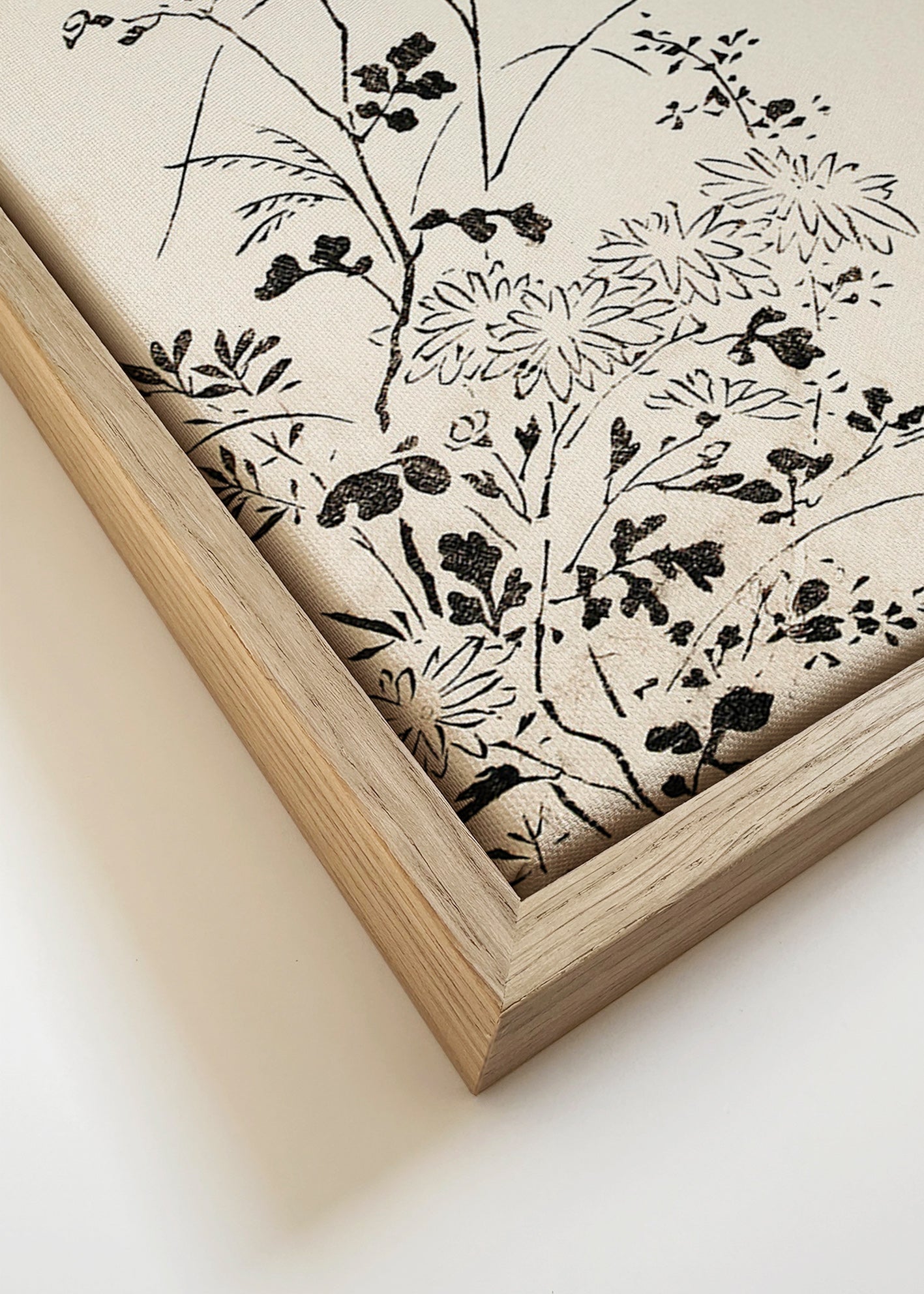 Lámina botánica en tinta japonesa minimalista – Canvas detail