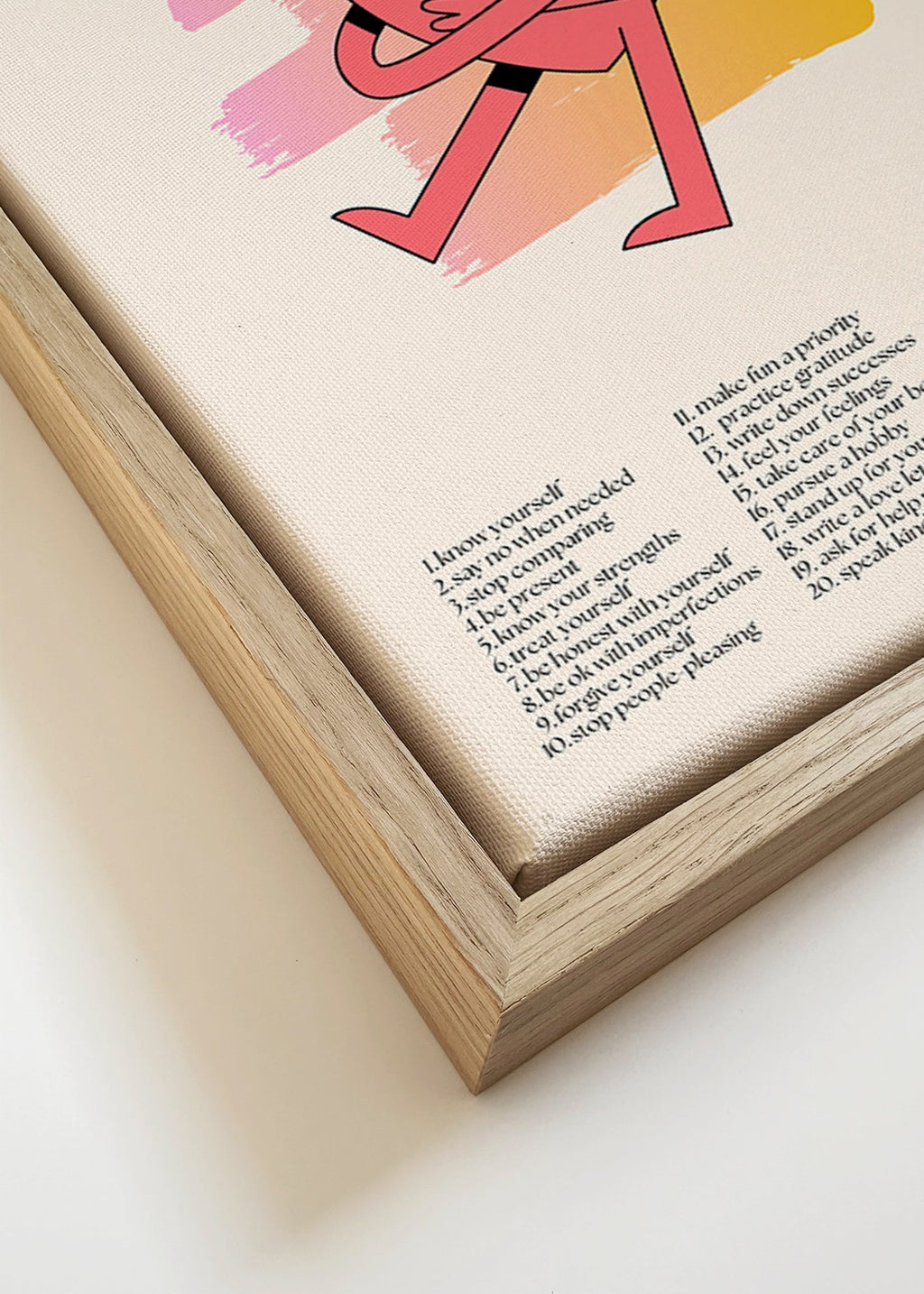 Ilustración: Corazón abrazándose con fondo pastel – Canvas detail