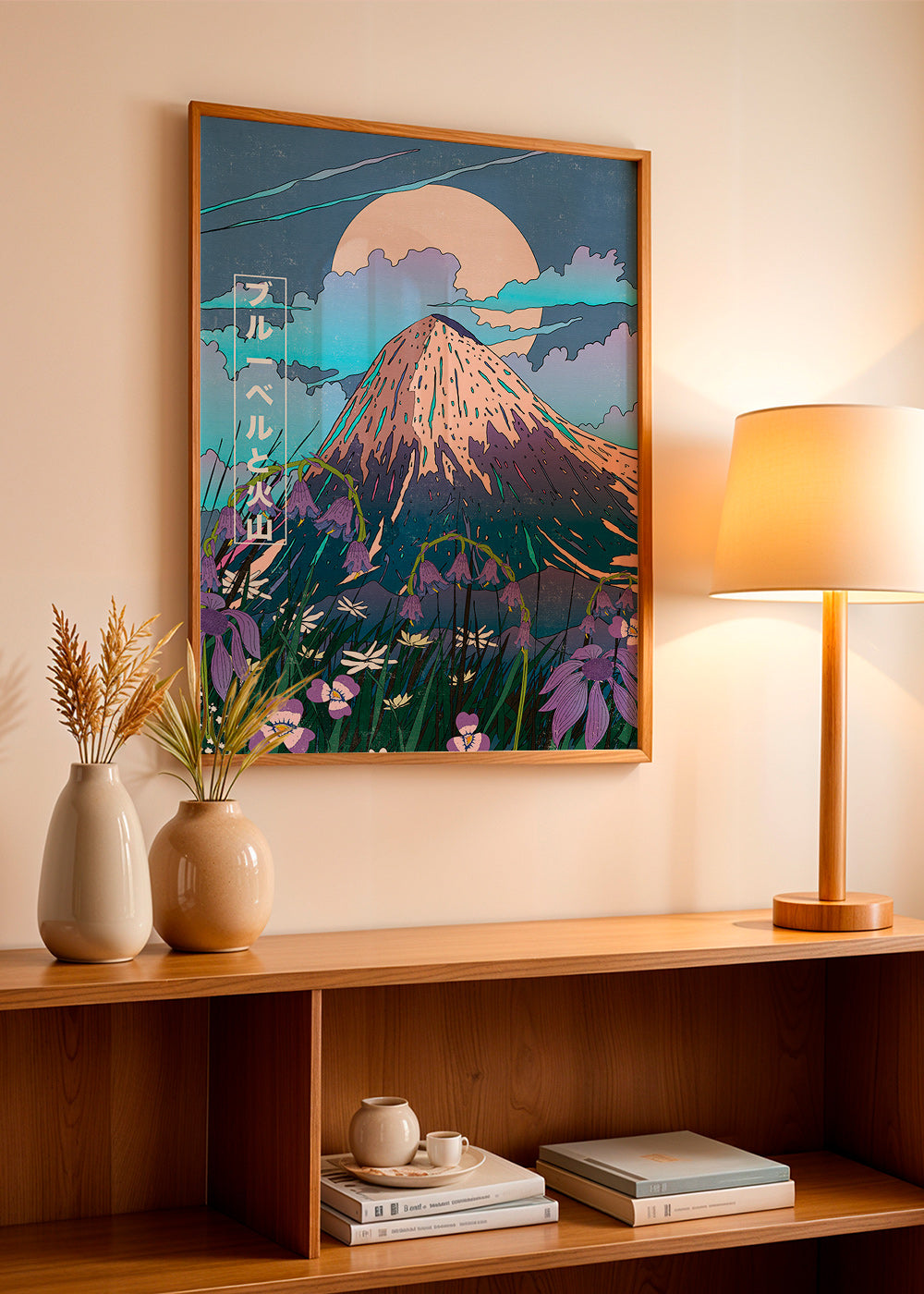 Cuadro de paisaje volcánico con campanillas – Product3