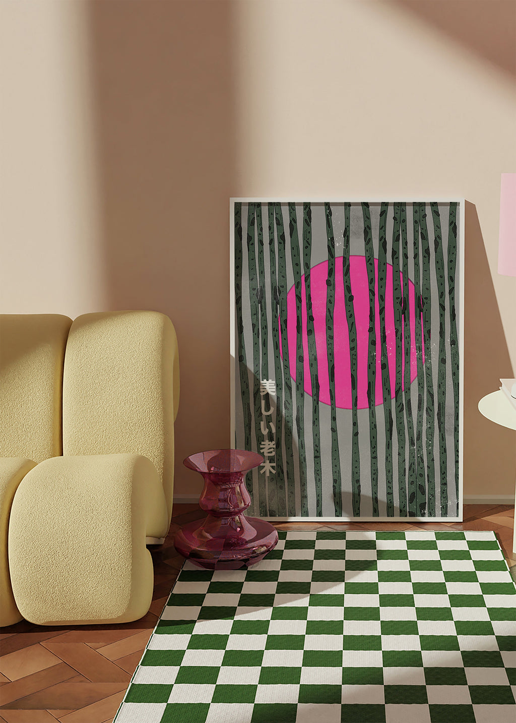 Lámina botánica con bosque de bambú rosa – Product2