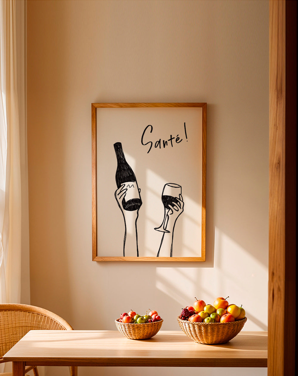 Cuadro de cocina con botella y copa – Product2