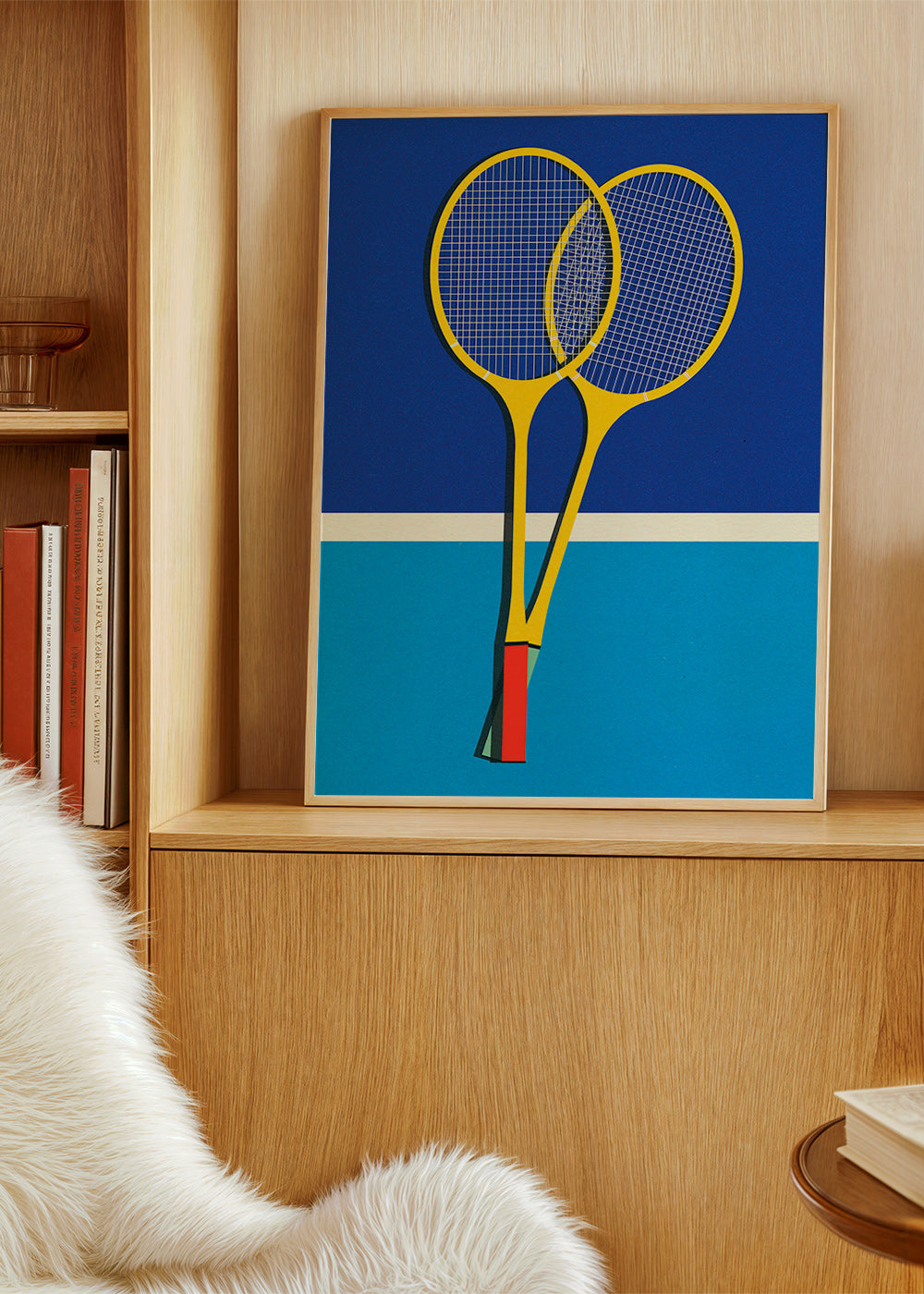 Cuadro deportivo de raquetas de bádminton amarillas – Product1