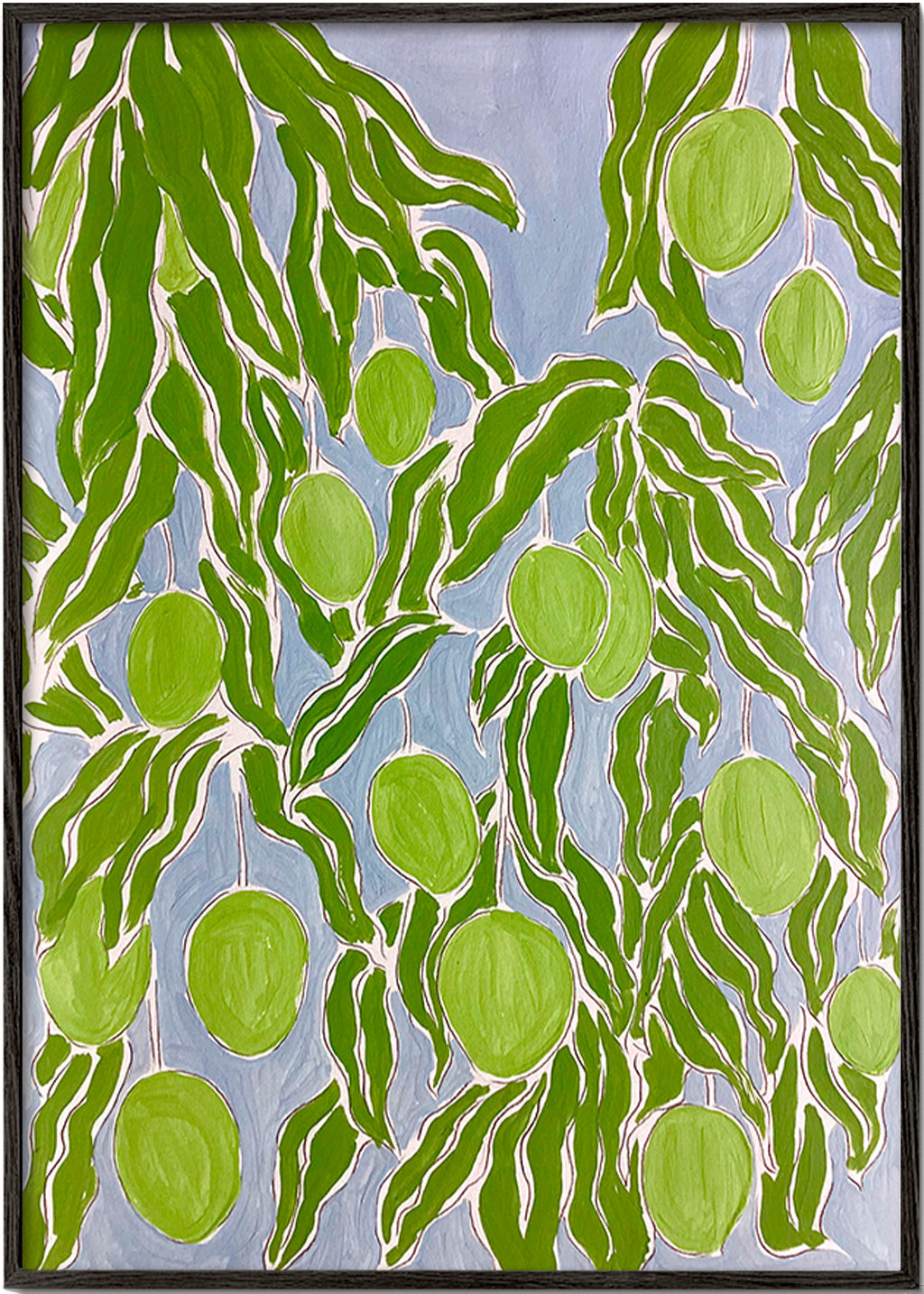 Cuadro de cocina con mangos y hojas colgantes – Black Frame