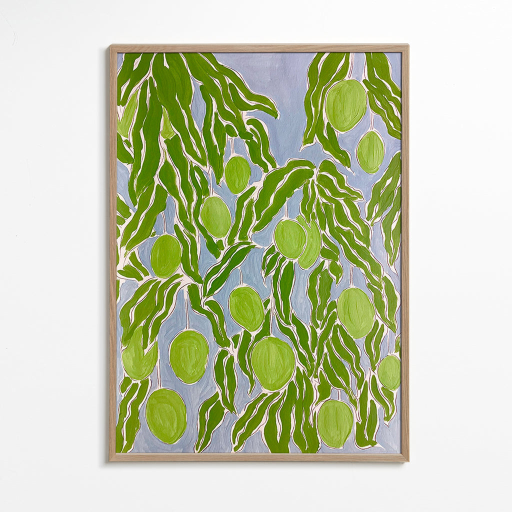 Cuadro de cocina con mangos y hojas colgantes – Oak Frame