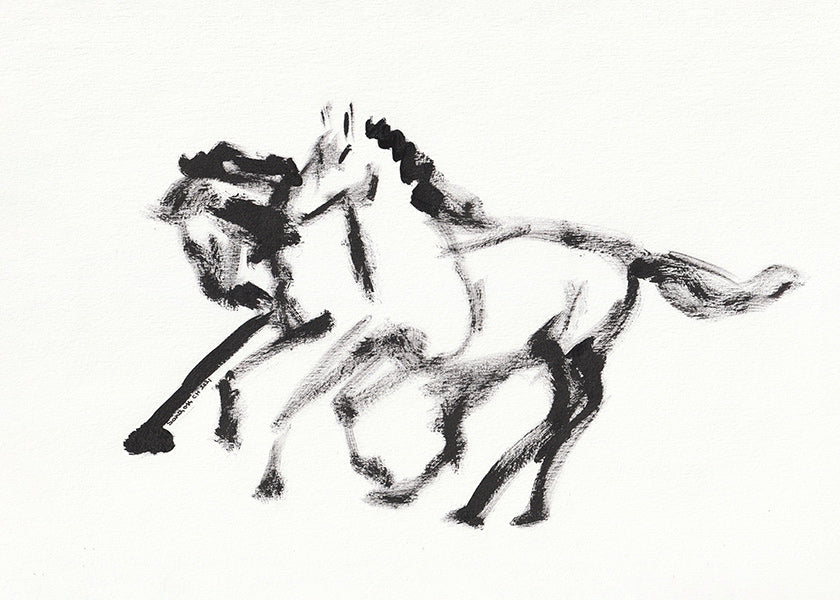 Cuadro de caballos en tinta gestual