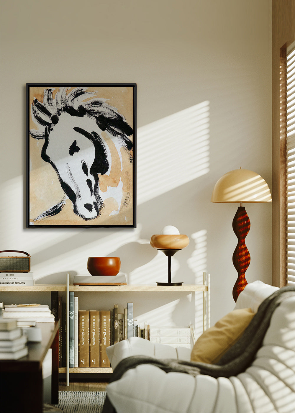 Cuadro de caballo en tinta gestual – Canvas2