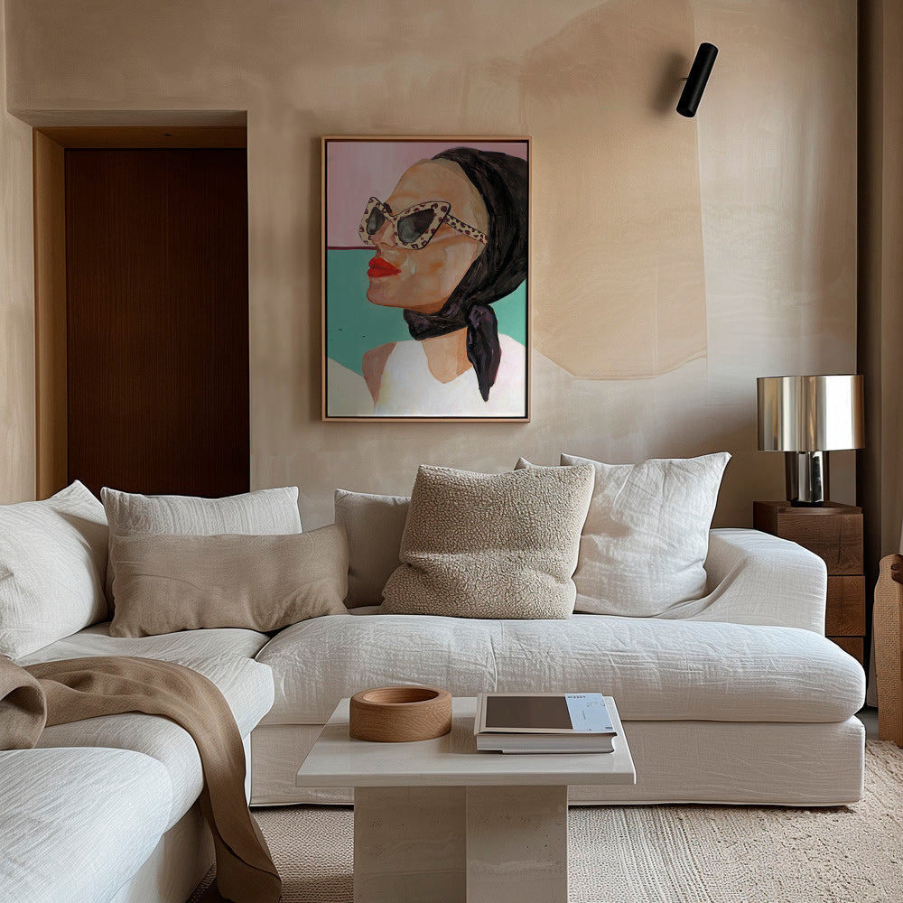 Ilustración de mujer con gafas vintage – Canvas1