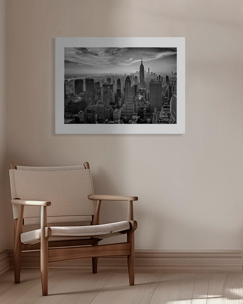 Cuadro de ciudades: Skyline de Manhattan en blanco y negro – Canvas
