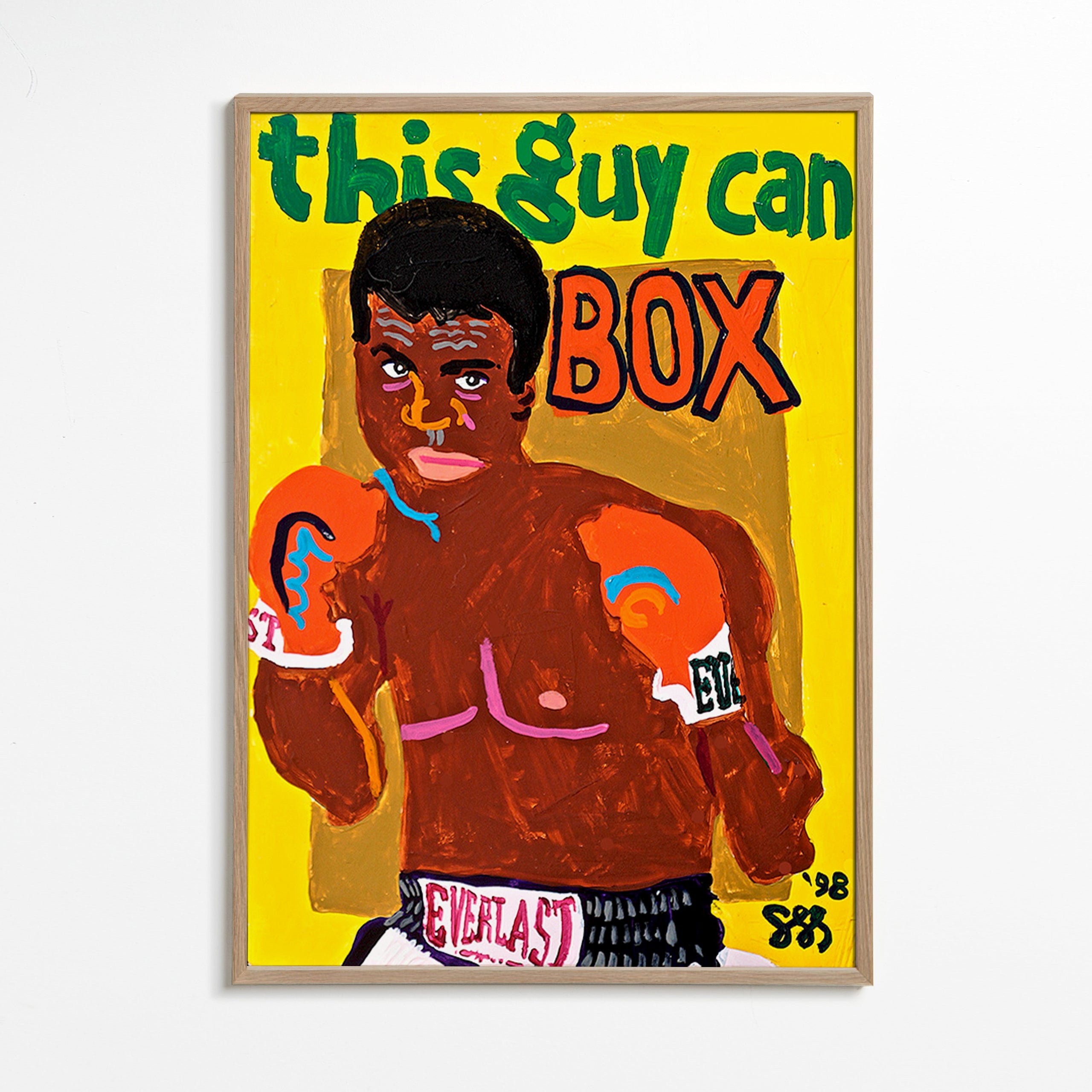 Cuadro deportivo boxeador ilustrado – Oak Frame