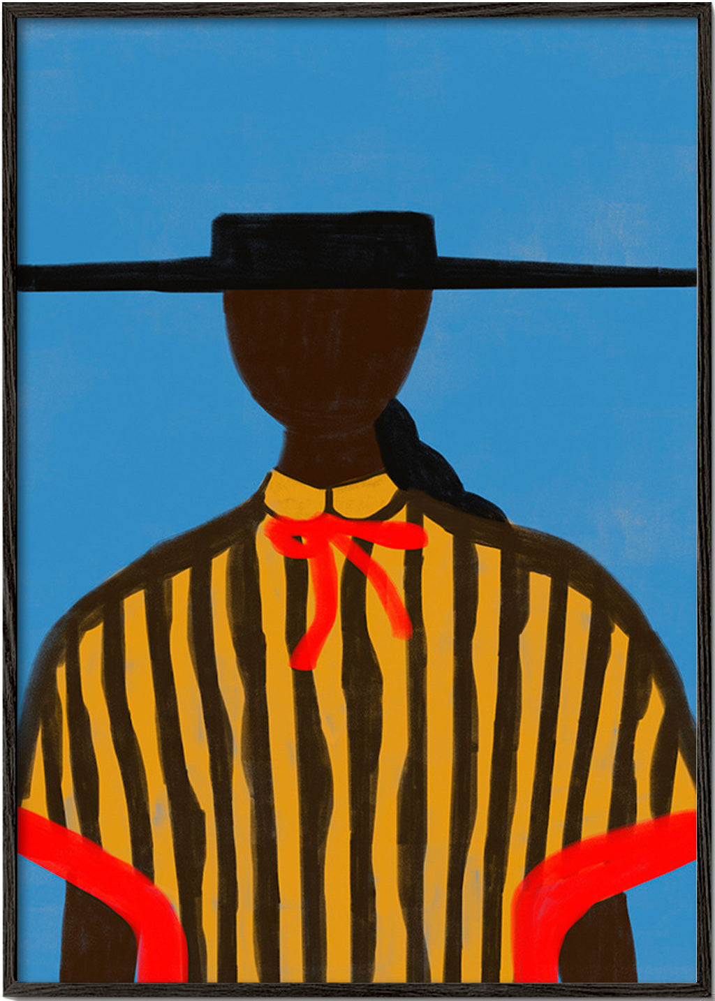 Ilustración de figura con sombrero y rayas – Black Frame