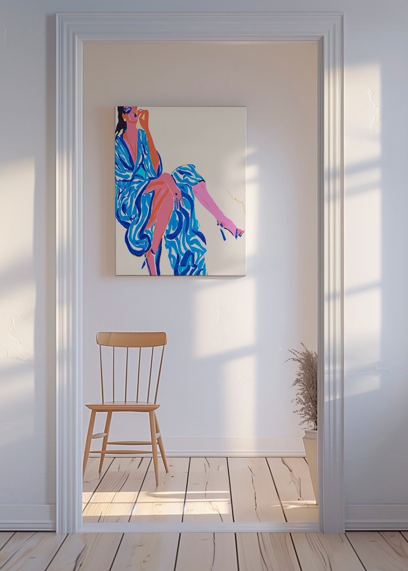 Ilustración de mujer con bata estampada – Canvas