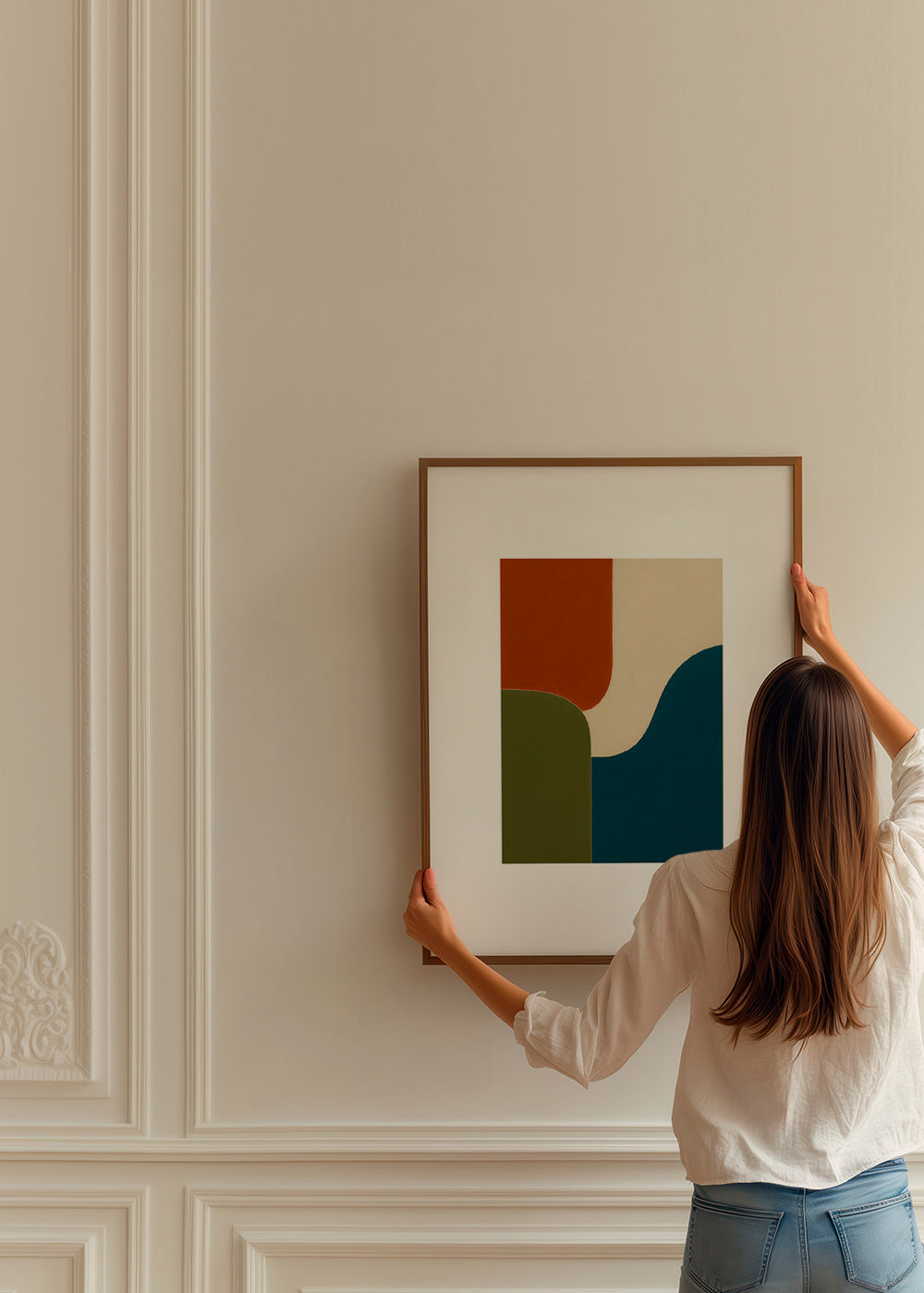 Cuadro geométrico con curvas y bloques de color – Product3