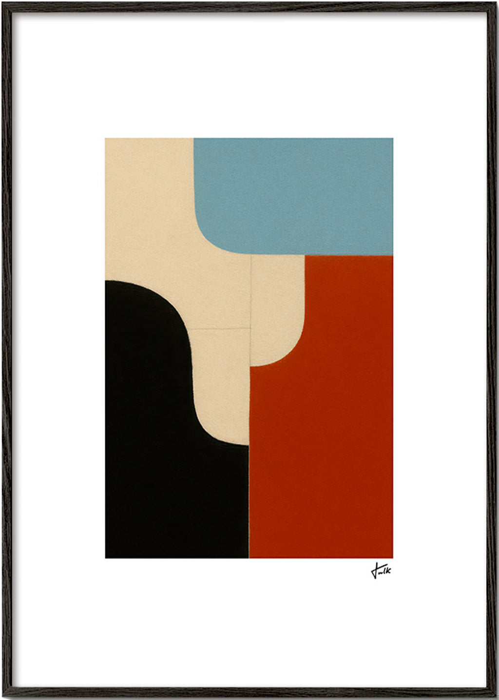 Cuadro geométrico modular con curvas orgánicas – Black Frame