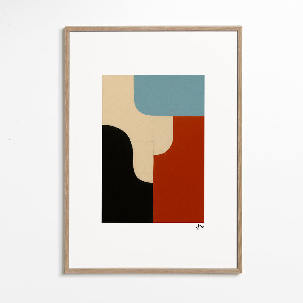 Cuadro geométrico modular con curvas orgánicas – Oak Frame