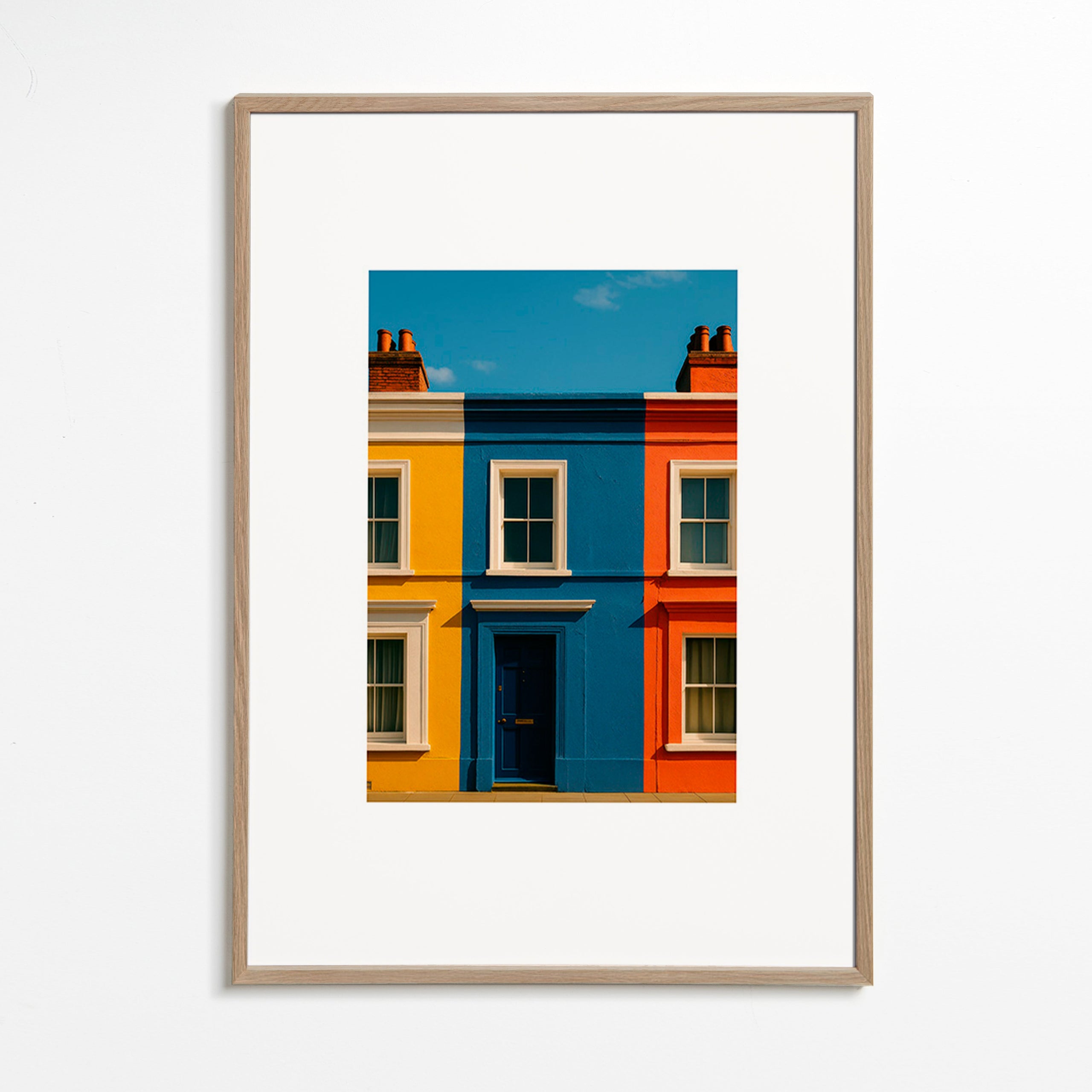 Cuadro de ciudades con fachada a tres colores – Oak Frame