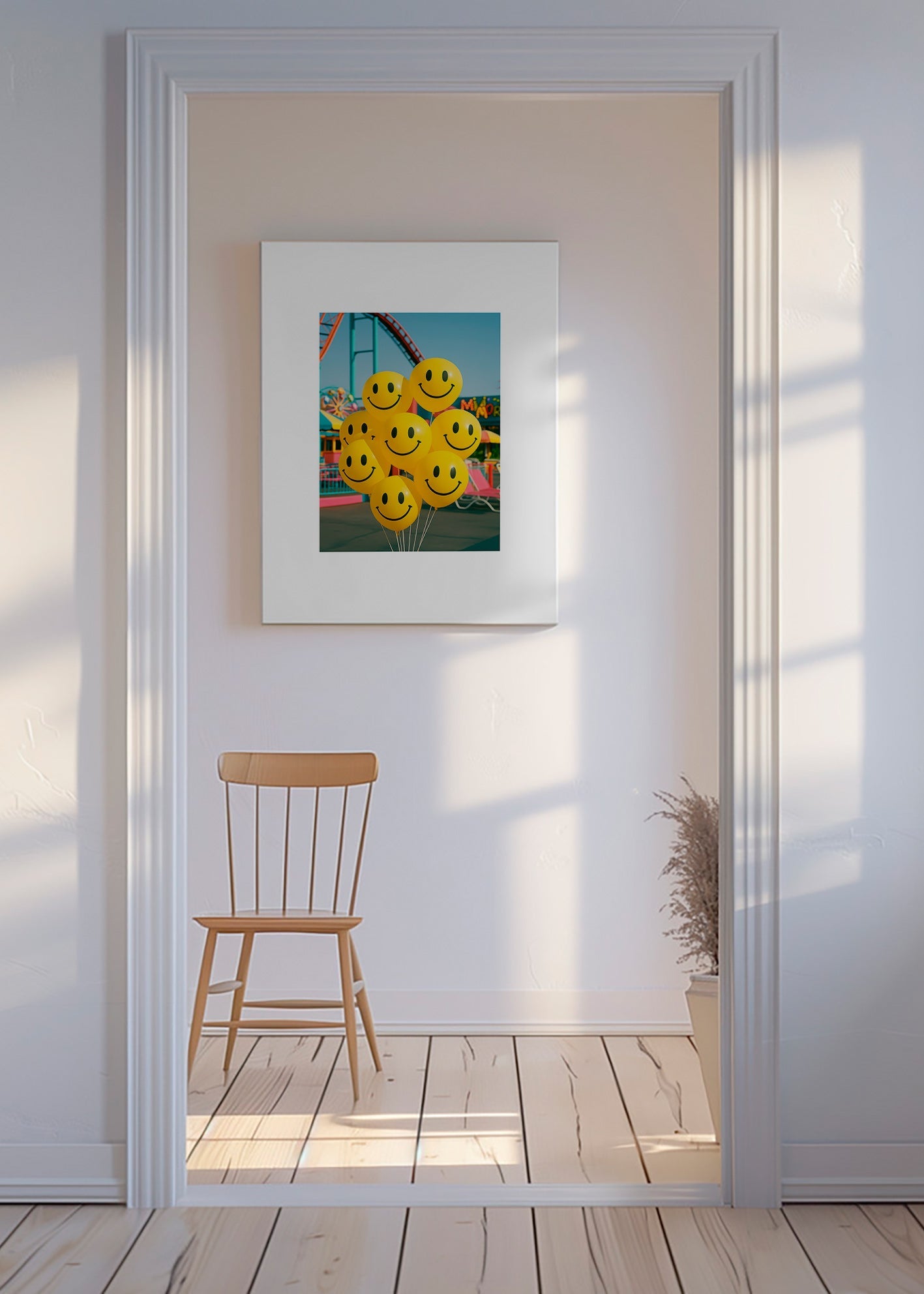 Fotografía de globos sonrientes en feria – Canvas