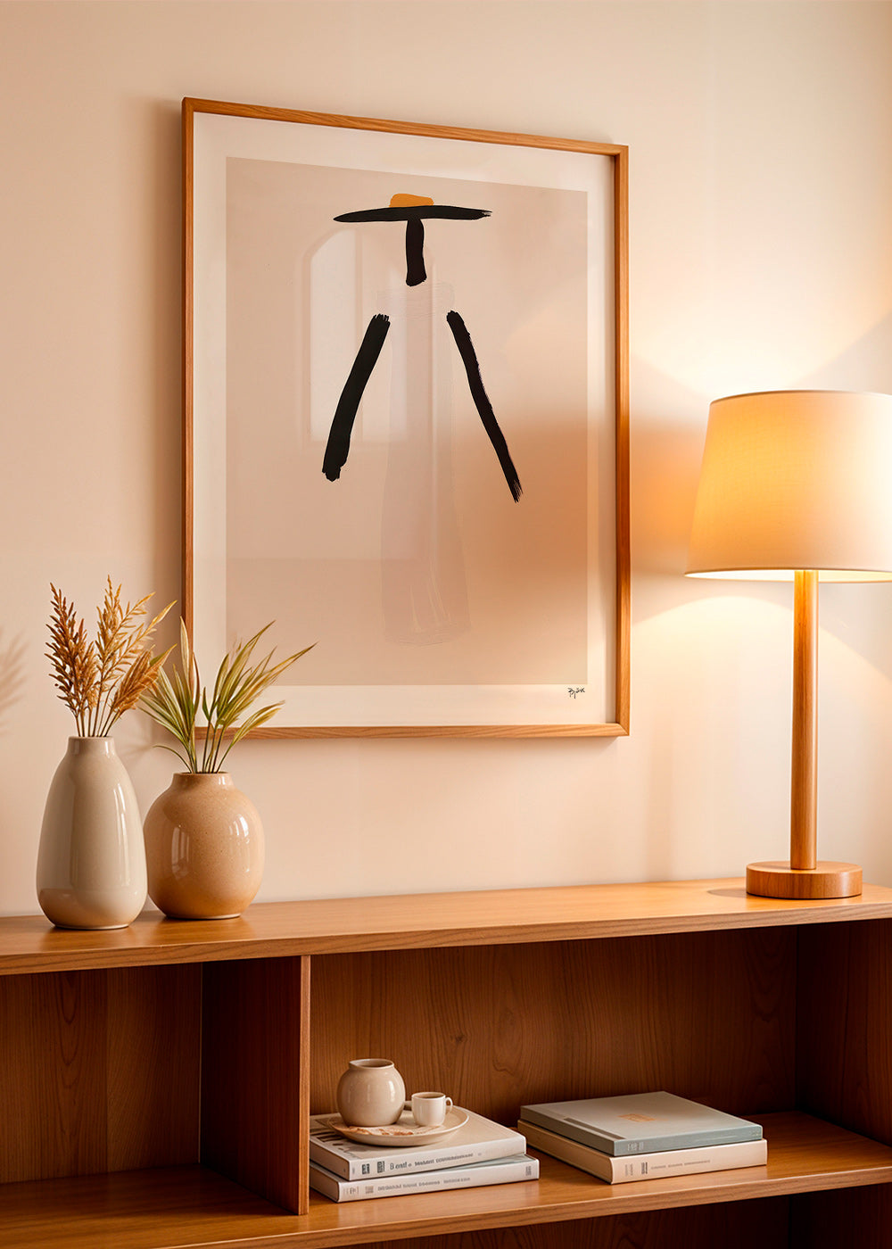 Cuadro minimalista figura con sombrero y vestido – Product1