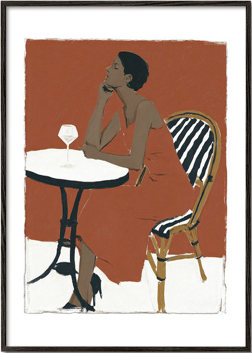 Cuadro de cocina con figura femenina y copa – Black Frame