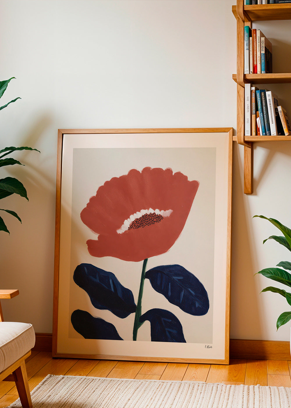 Lámina botánica coral sobre fondo neutro – Product2