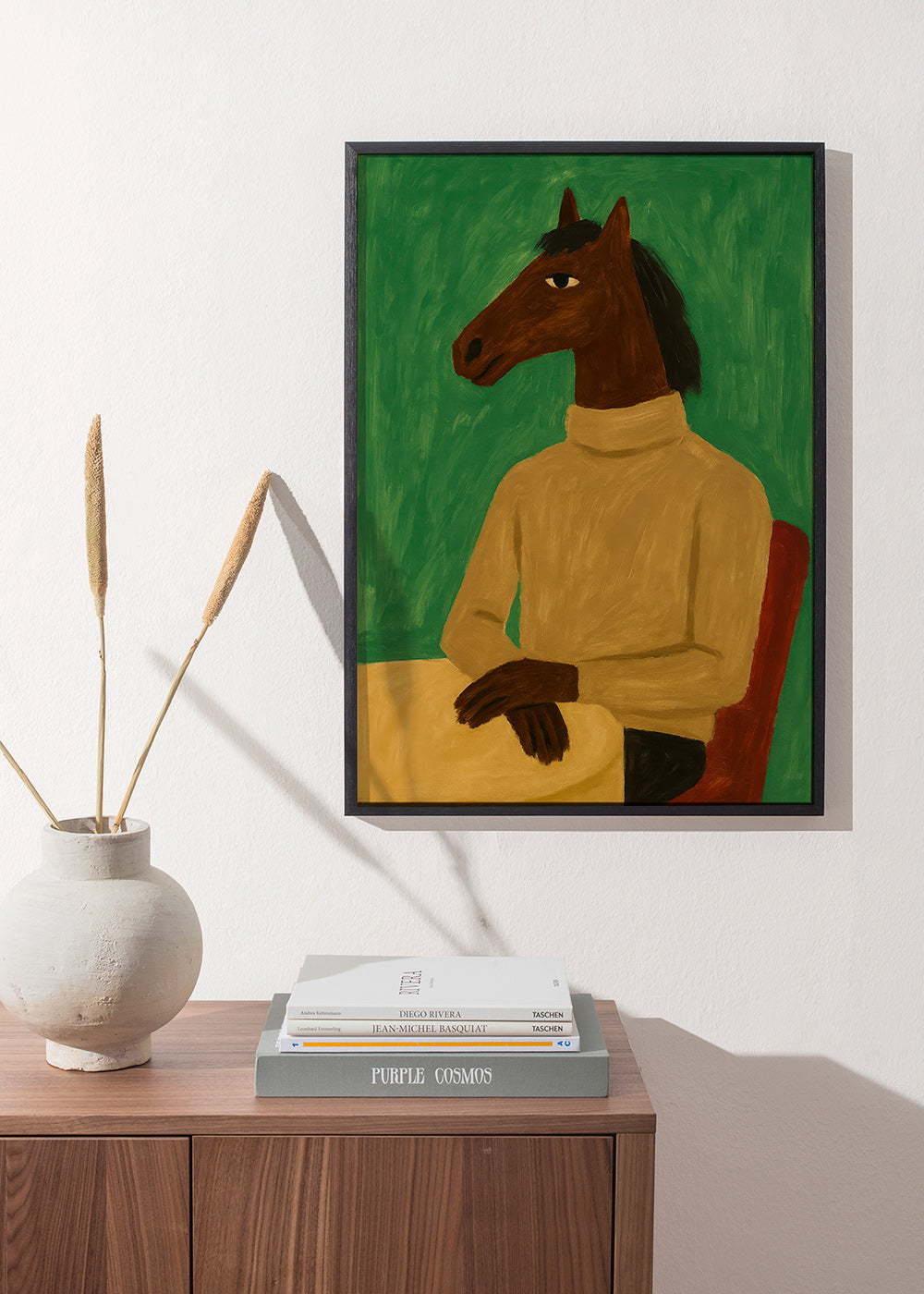 Cuadro caballo en suéter sobre fondo verde – Product3