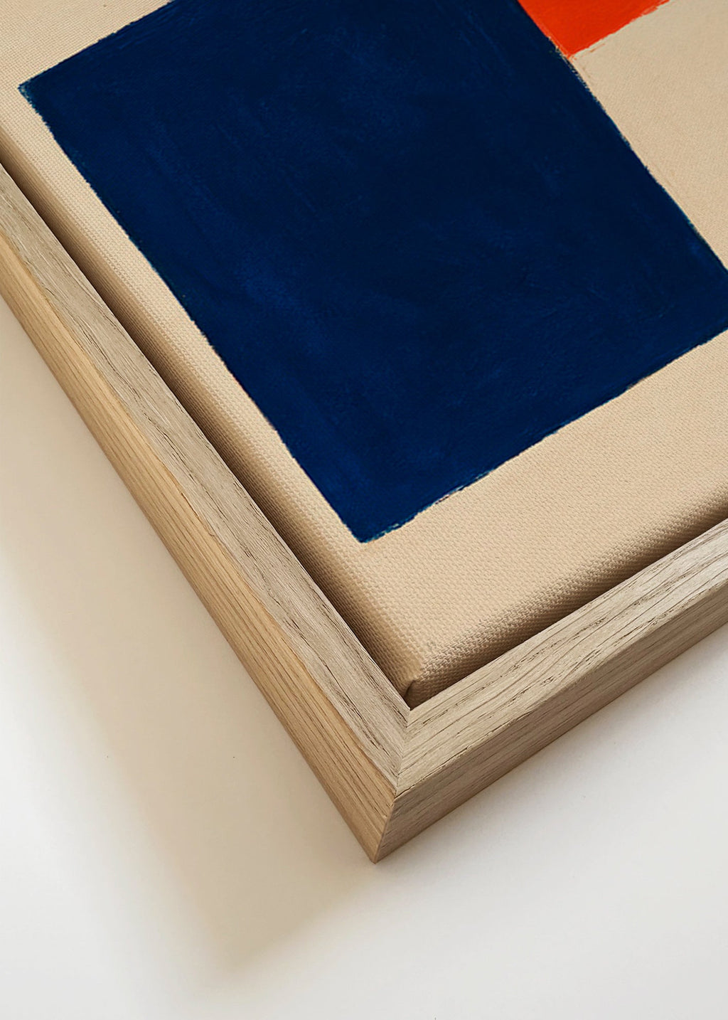 Cuadro abstracto: rectángulos superpuestos en rojo y azul – Canvas detail