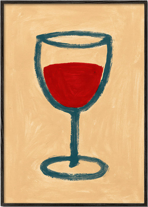 Cuadro de cocina con copa de vino minimalista – Black Frame