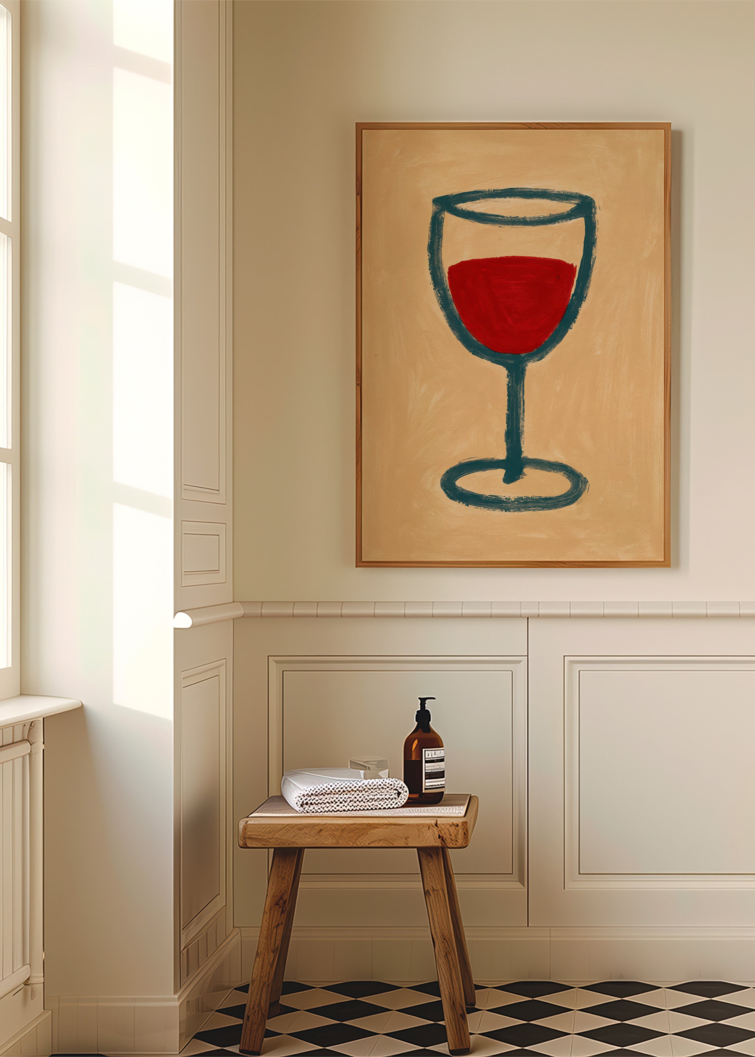 Cuadro de cocina con copa de vino minimalista – Product2