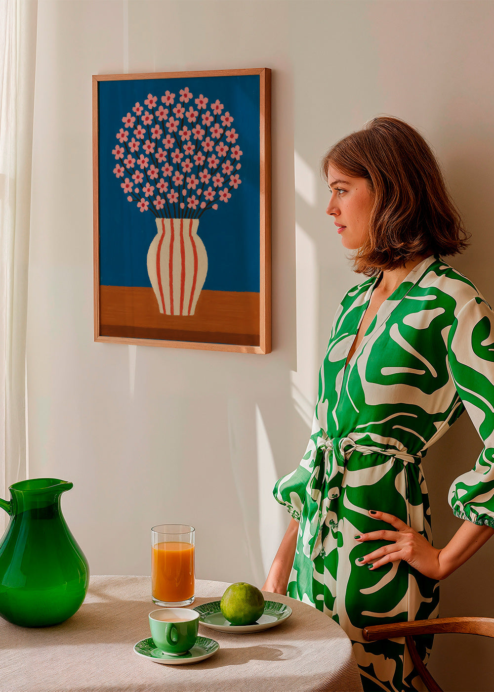 Lámina botánica: jarrón con flores rosas – Product3