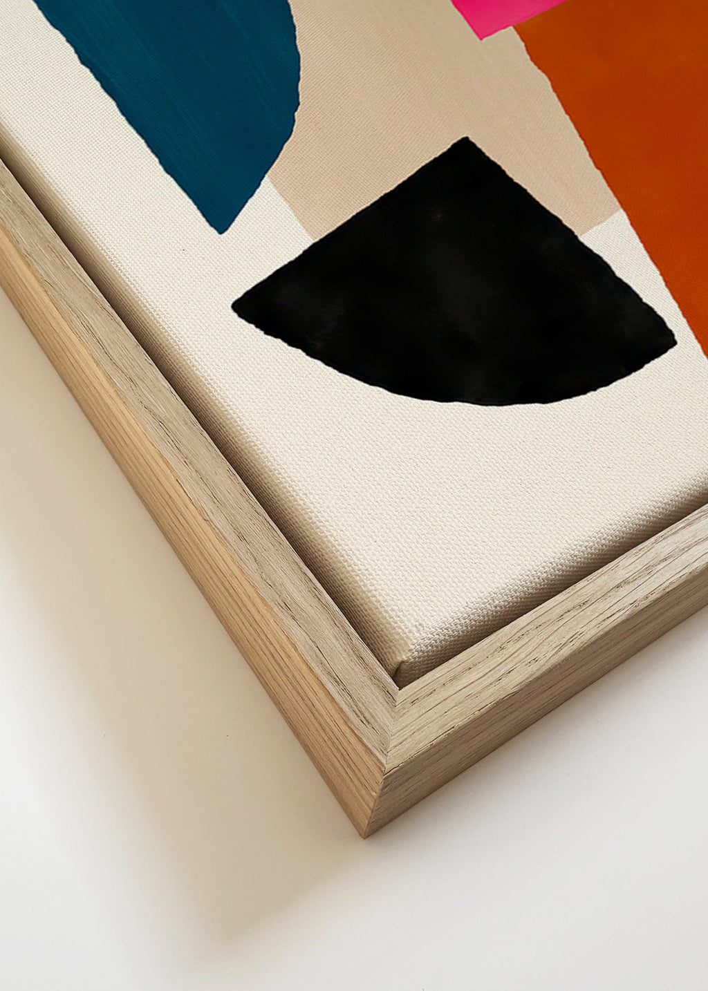 Cuadro abstracto manchas de color rosa y azul – Canvas detail