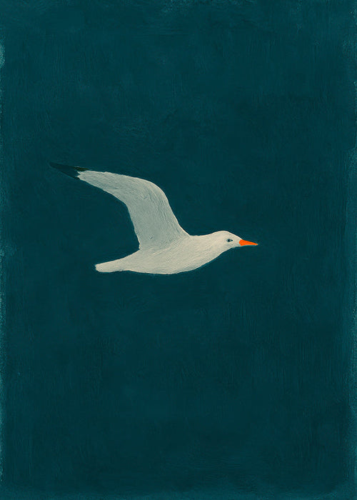 Cuadro gaviota en vuelo sobre mar profundo