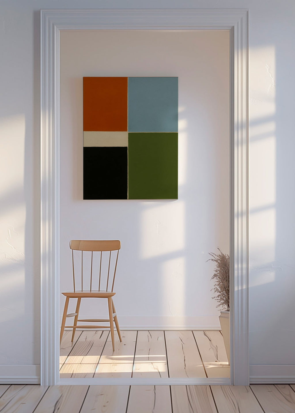 Cuadro geométrico en bloques de color vertical – Canvas