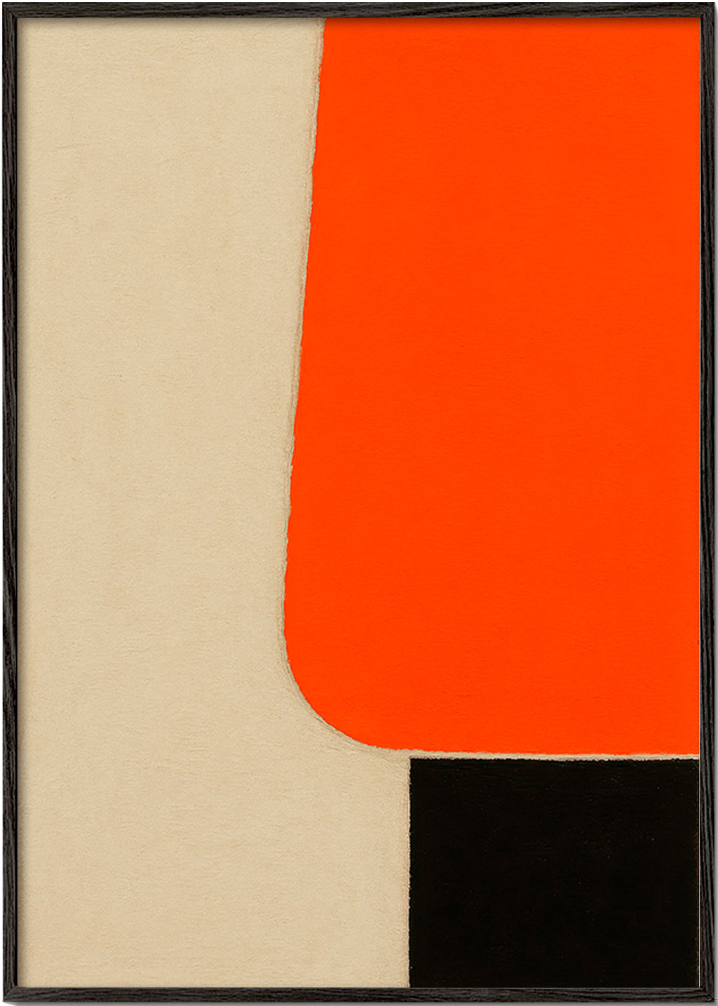 Cuadro geométrico con bloque naranja y base negra – Black Frame