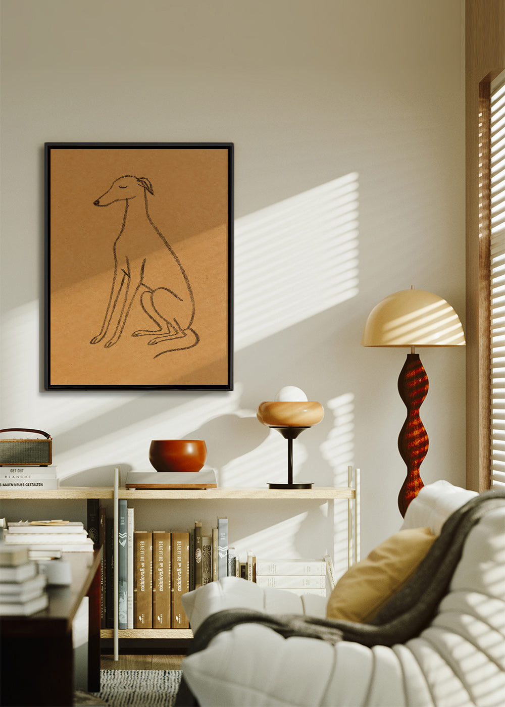 Cuadro silueta de galgo en línea minimal – Canvas1