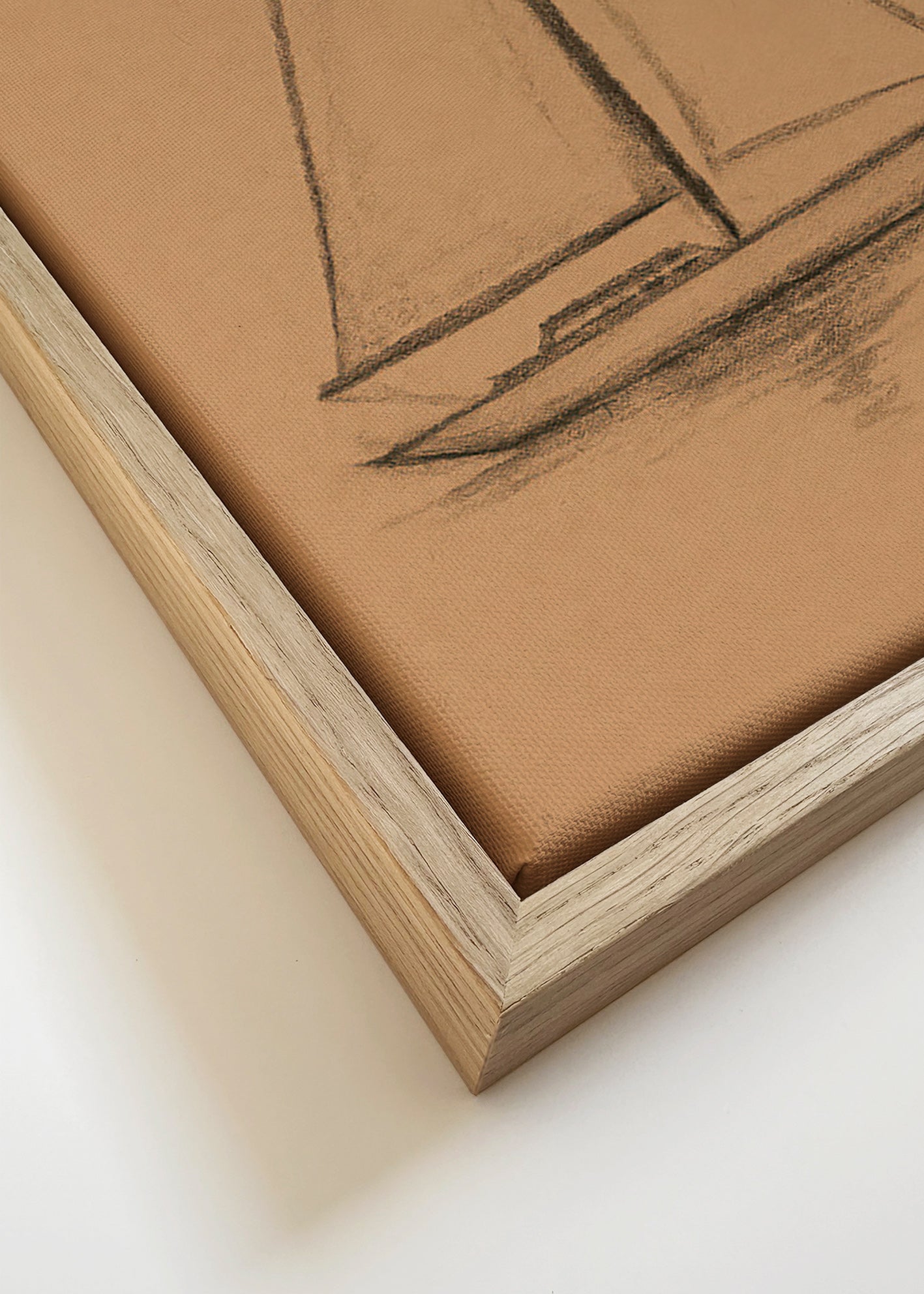 Cuadro en blanco y negro: velero en carboncillo – Canvas detail